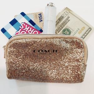 Coach gold fragrance zip coin/ makeup pouch